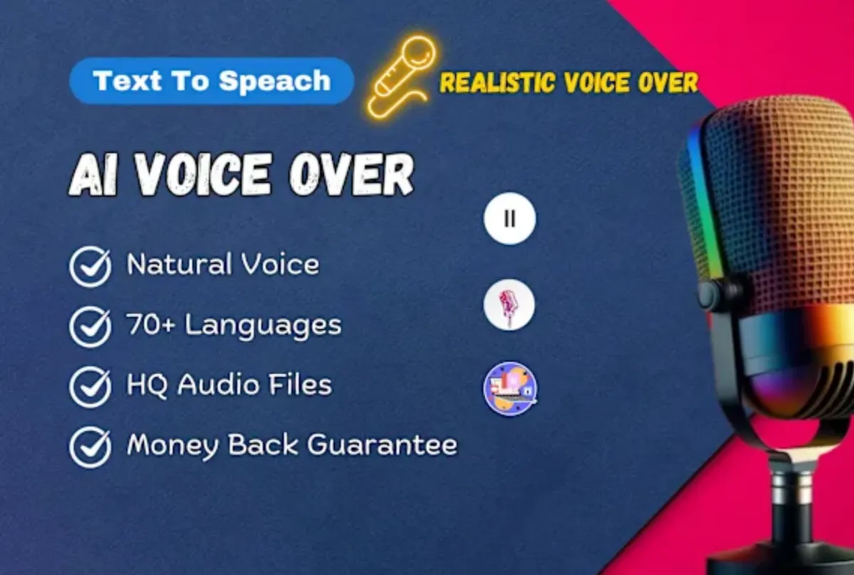 I will create real human like ai voice over text to speech