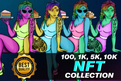 I will create custom cartoon nft art collection 100,1k,5k,10k nfts